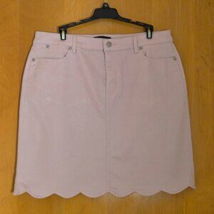 NWT Talbots Petite Denim Scalloped Edge Skirt Womens 14P Powder Pink Cottagecore